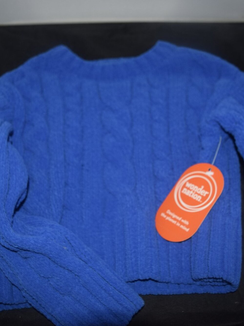 Wonder Nation Girls Blue Chenille Cable Knit Sweater NWT Size XS